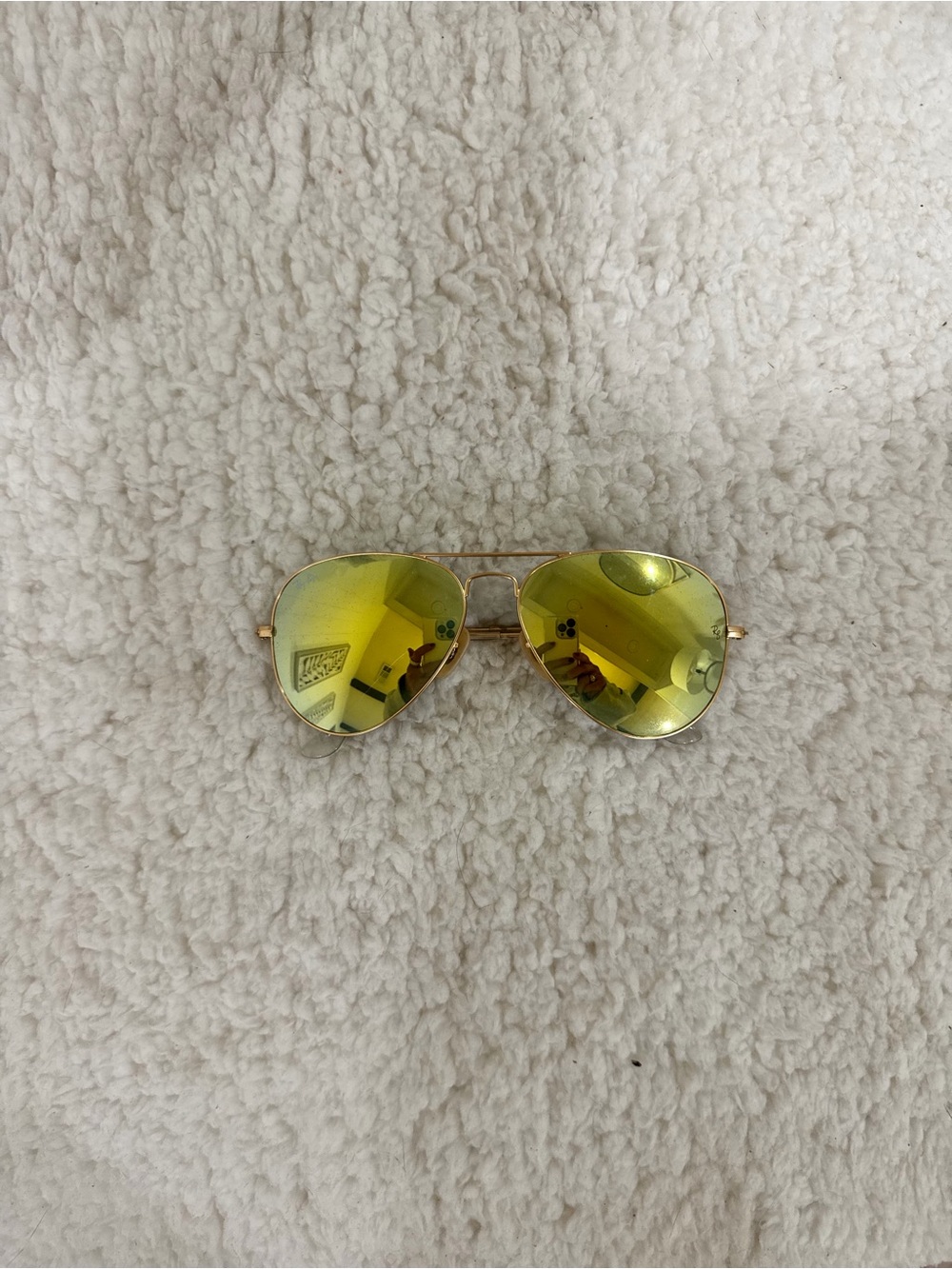 Ray-Ban Gold Frame Yellow Mirrored Aviator Sunglasses